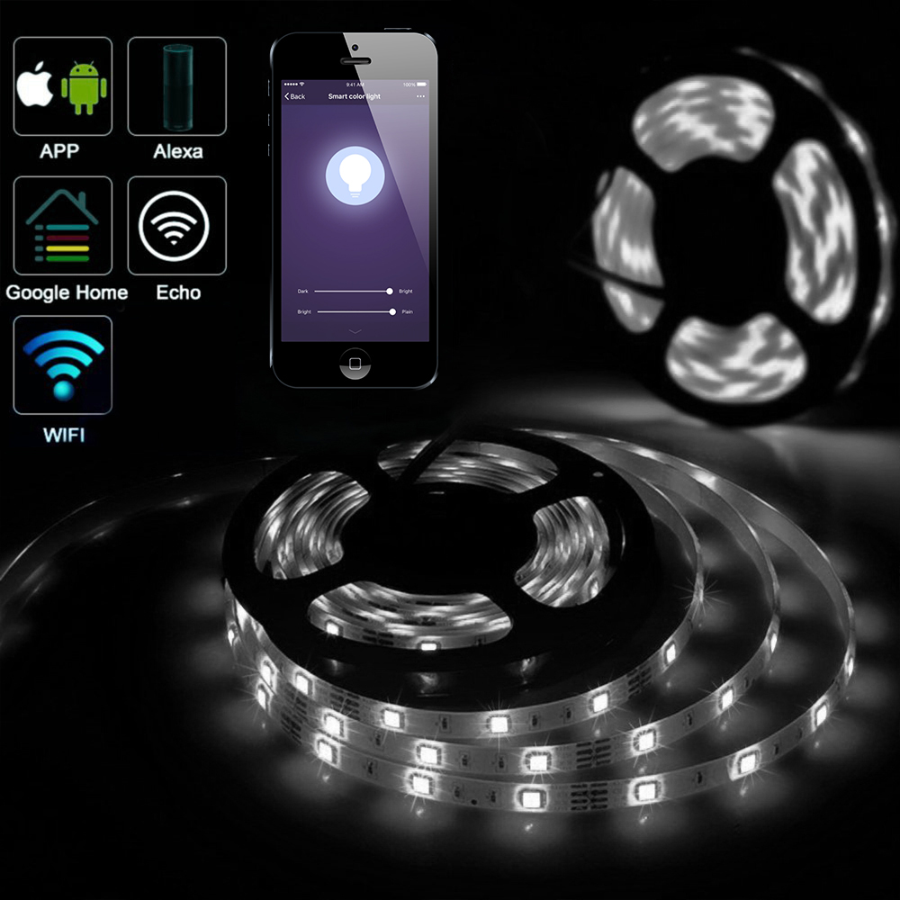 Smart Wi-Fi CCT Changing &amp; Dimmable LED Strip Plug and Play Kit, 12V, 5 meters, IP65
