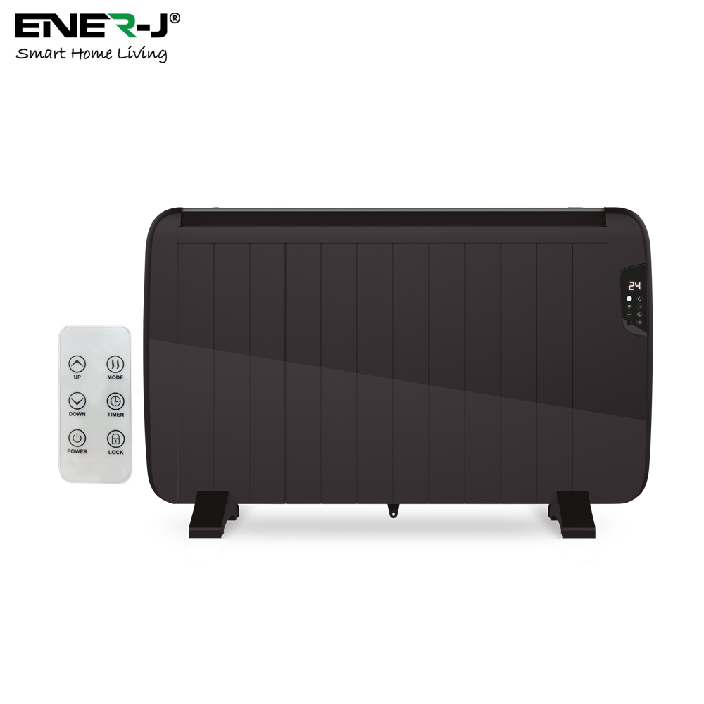 Smart 2000W Radiator Heater with Aluminium Heating Element, Black