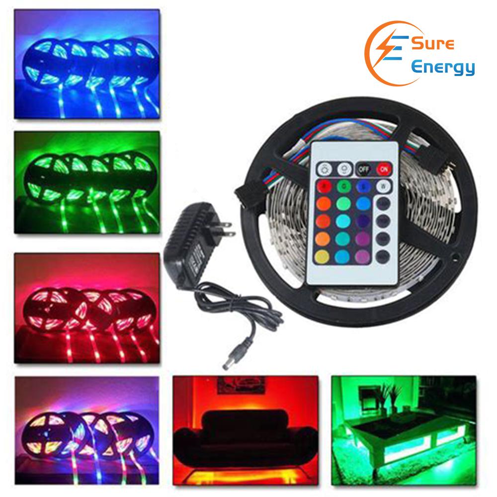 LED Strip Kit- 5 meter RGB IP65, IR remote, Plug &amp; Play UK PS