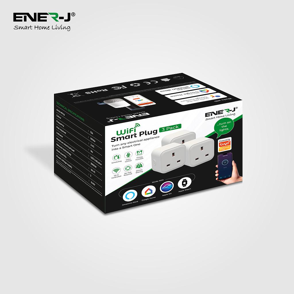 13A WiFi Smart Mini plug square, UK BS Plug, ENERJSMART APP (3 pcs pack)