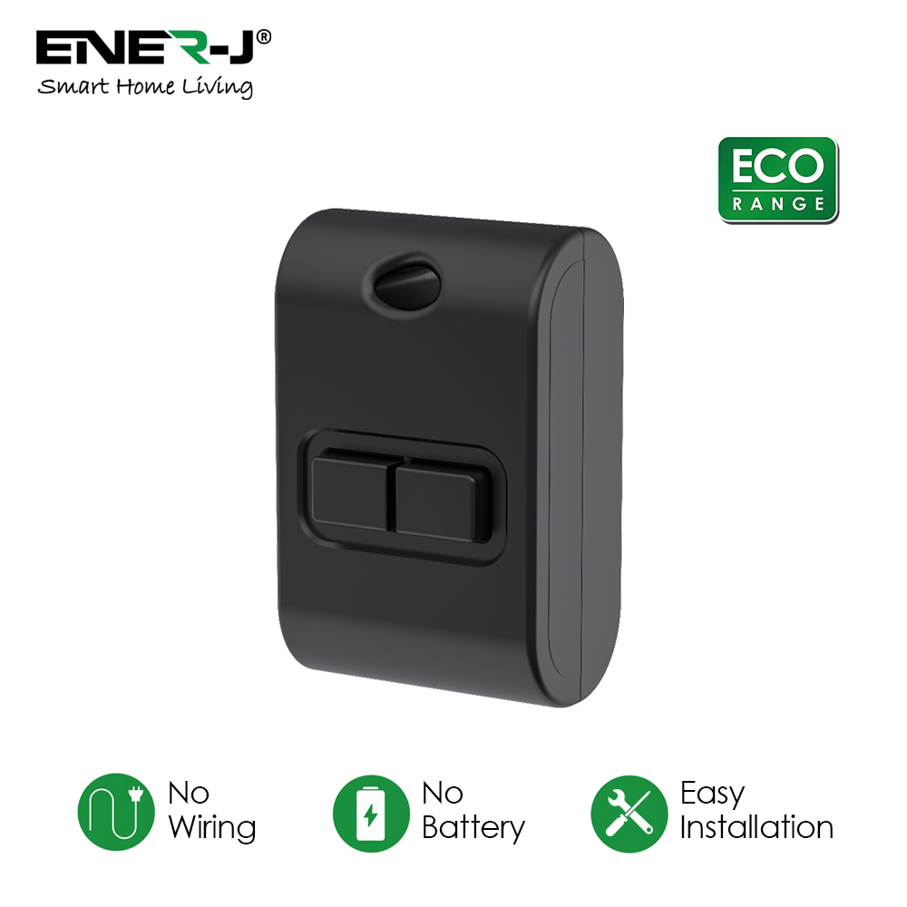 Mini FOB Wireless Switch 2 Gang, Black