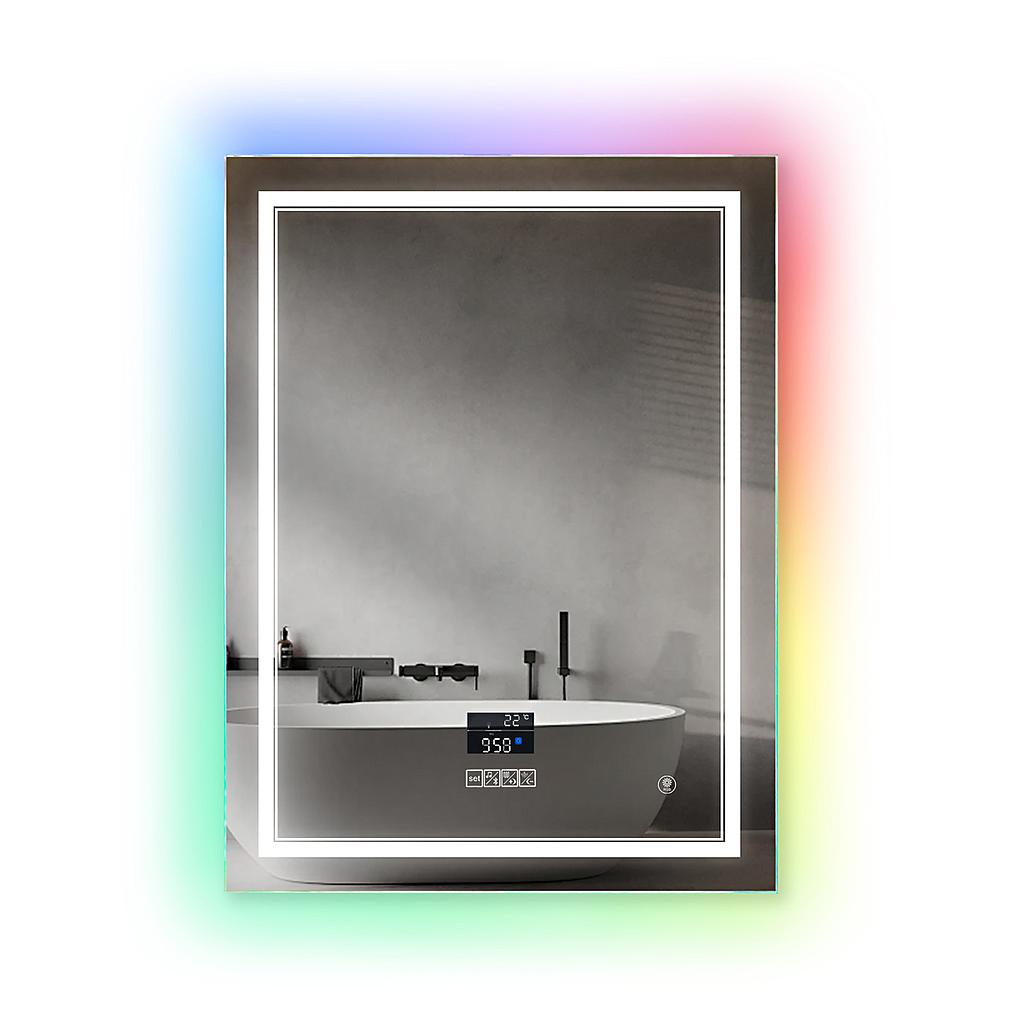 LED Mirror CCT &amp; Dimming in front &amp; RGB in borders with Bluetooth Speaker, Rectangular shape- Width 50cm;Height 70cm