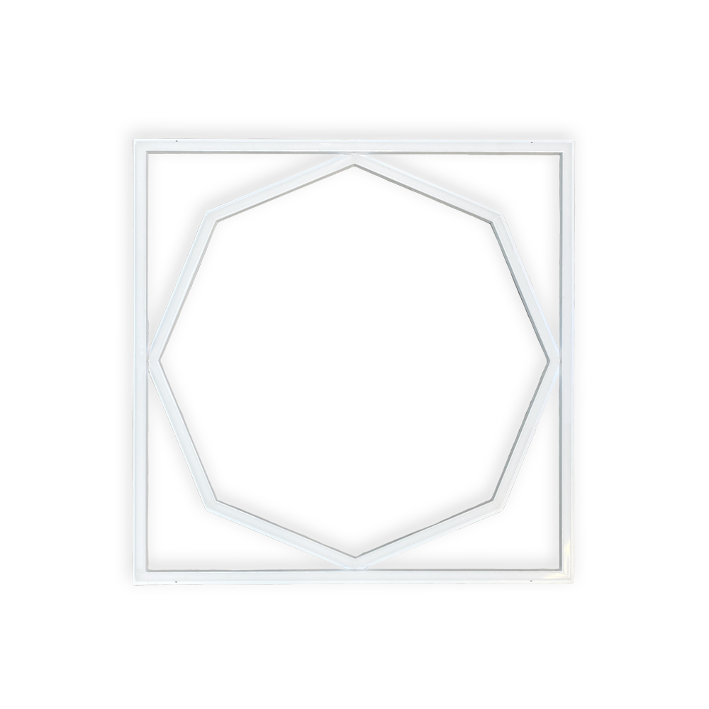60x60cm LED Frame Panel Light with Hexagon Inner Lights - 40W, Cool White (6500K)