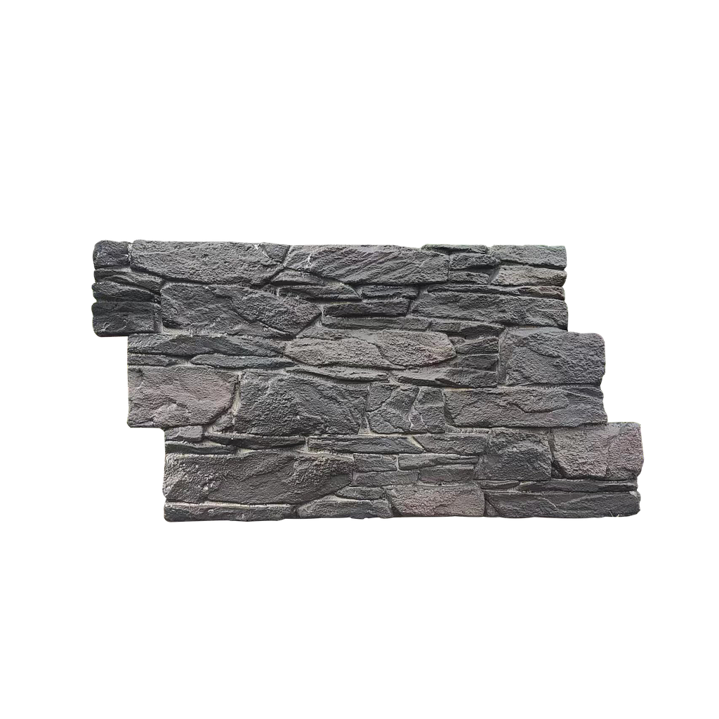 Rustic Stacked Slate PU Wall Panel Charcoal Finish Size:1200 x 600 mm