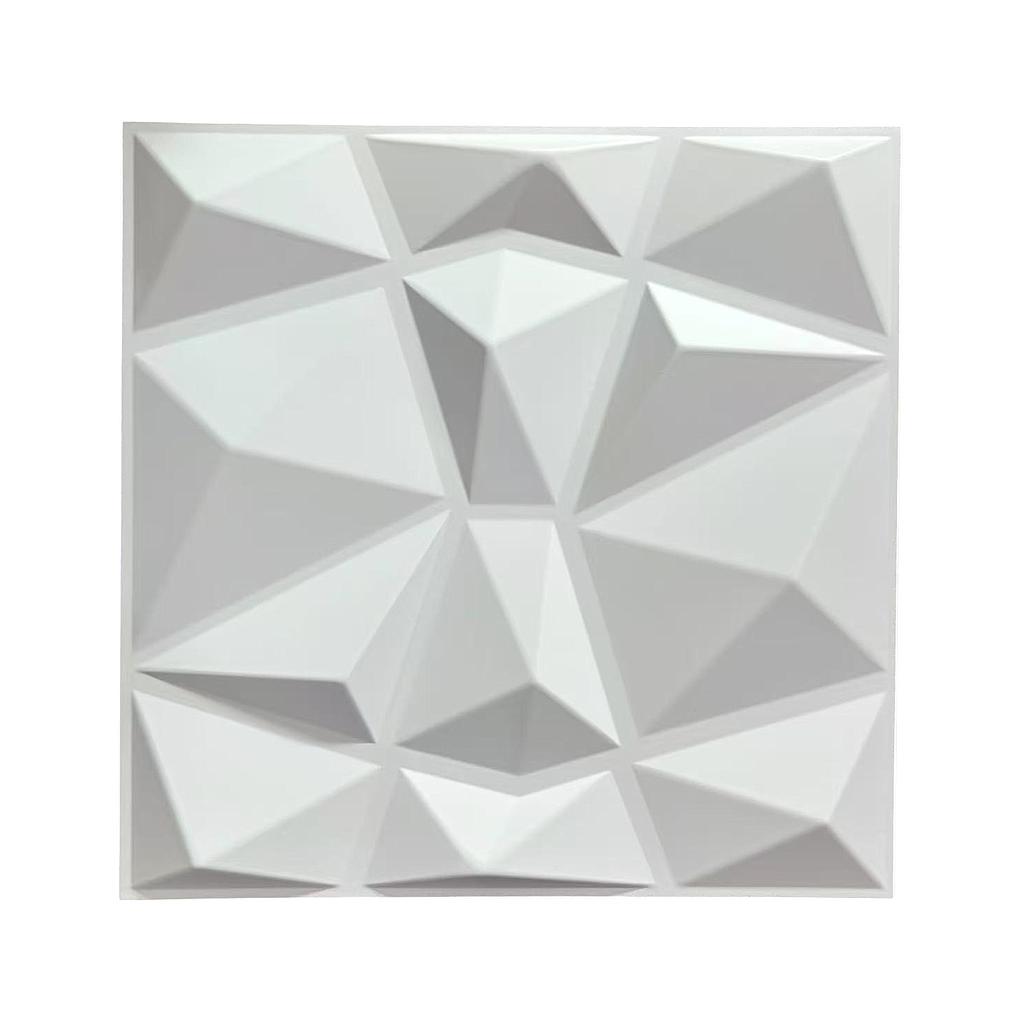 3D PVC Wall Panel, Faceted Diamond Design, White Size: 500x500x1mm