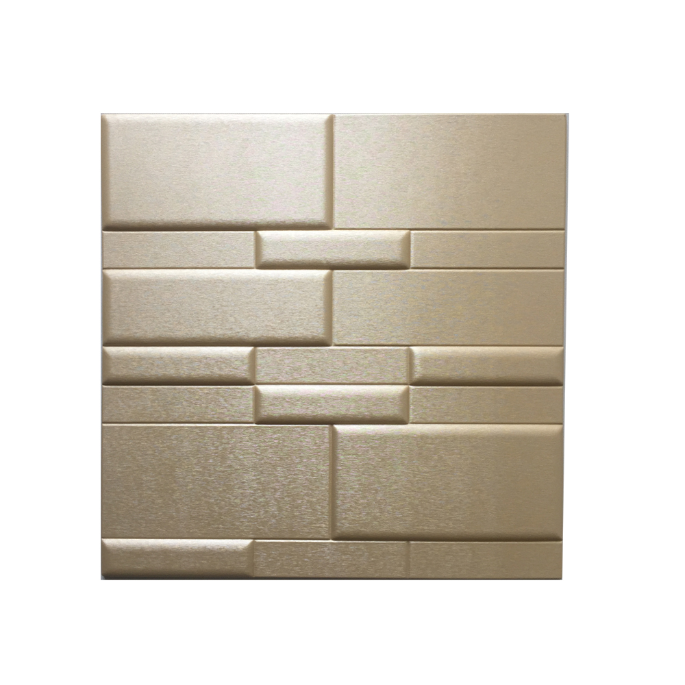 Linear Edge 3D Grid PU Leather Wall Panels - 60x60cms Gold, 10mm Thickness Size 600 x 600 mm