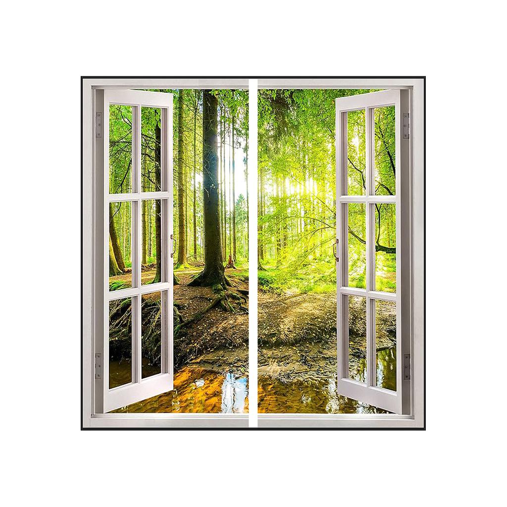 120x60 Landscape Window Panel set (2 pcs), 2 x 60W, With Wall mounting kit, Lush Green Trees