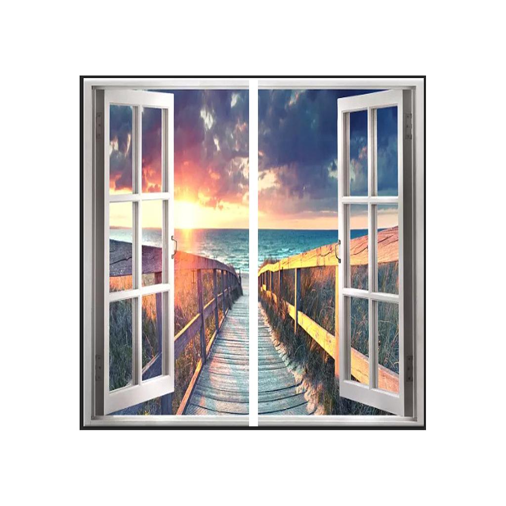 120x60 Landscape Window Panel set (2 pcs), 2 x 60W, With Wall mounting kit, Bridge leading towards the beach