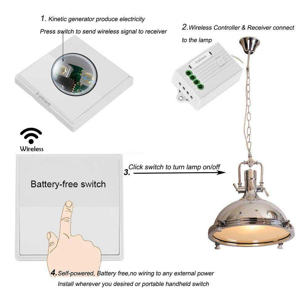 1 Gang Wireless Kinetic Switch Dimmable/Non Dimmable (white body)