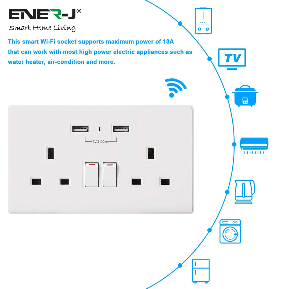  STANDARD 13A WALL SOCKETS WITH 2.1A USB