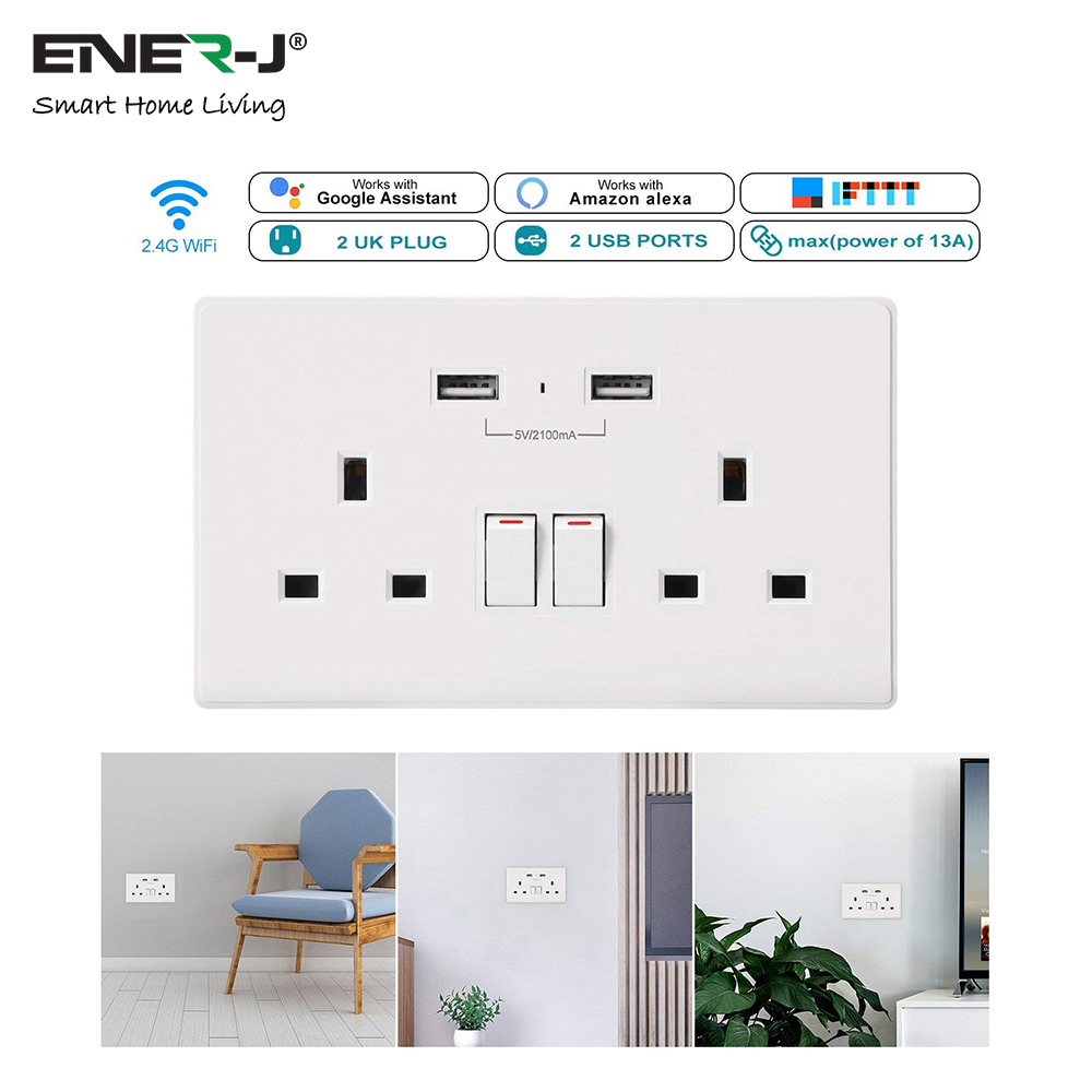  STANDARD 13A WALL SOCKETS WITH 2.1A USB