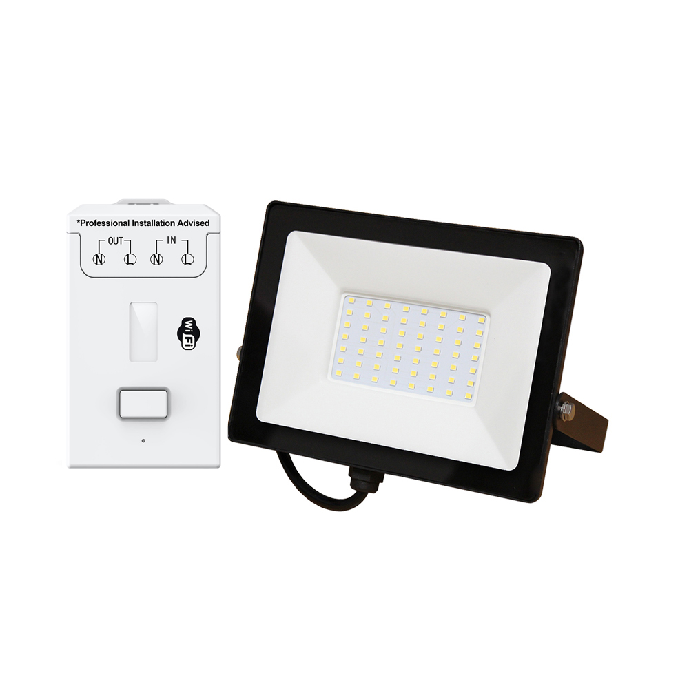 50W LED Floodlight Pre Wired with (WS1057) Non Dimmable + Wi-Fi 5A RF Receiver 