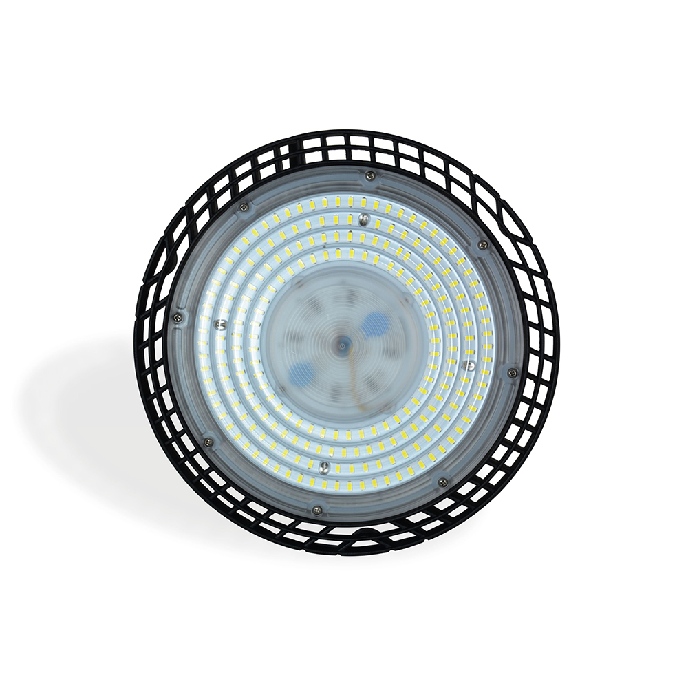 100W UFO Highbay, 140pcs Sanan 2835mil,120lm/w,120°,AC185-265V,6500K,Ra>70,DOB,black color body ,with a hook,3 Year Warranty.IP65.1 meter output cable