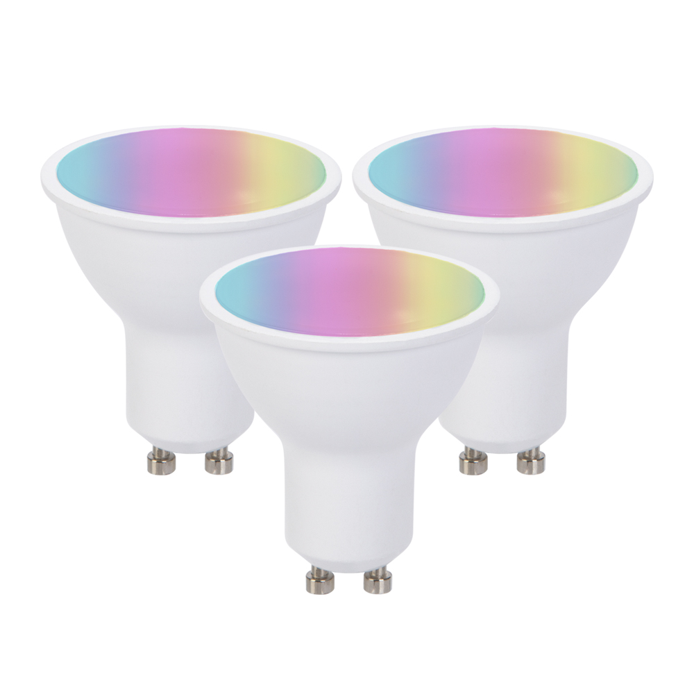 Smart WiFi GU10, 5W, RGB+CCT Changing &amp; Dimmable via APP (3pc pack)