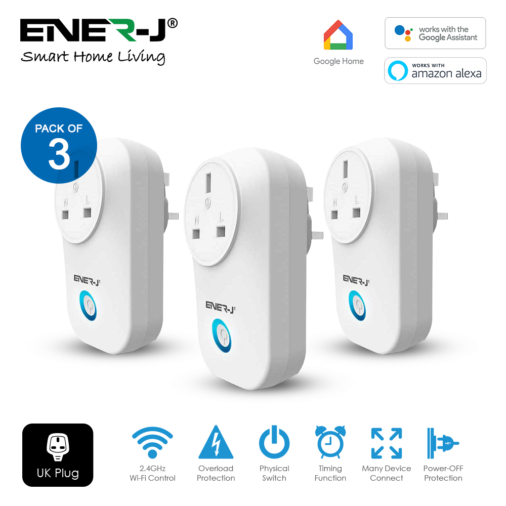 WiFi Smart Plug UK Type with Energy Monitor (3pc pack)