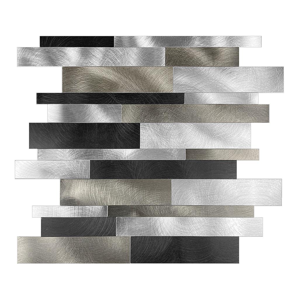Sleek Metallic Layers Peel &amp; Stick Aluminum Tile Size:303 x 297 x 4 mm