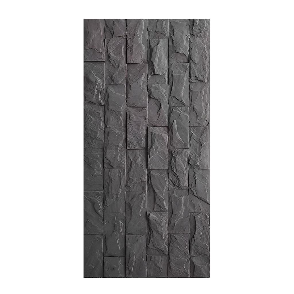 Charcoal Stacked Stone PU Wall Panel Size:1200 x 600 x 25 mm