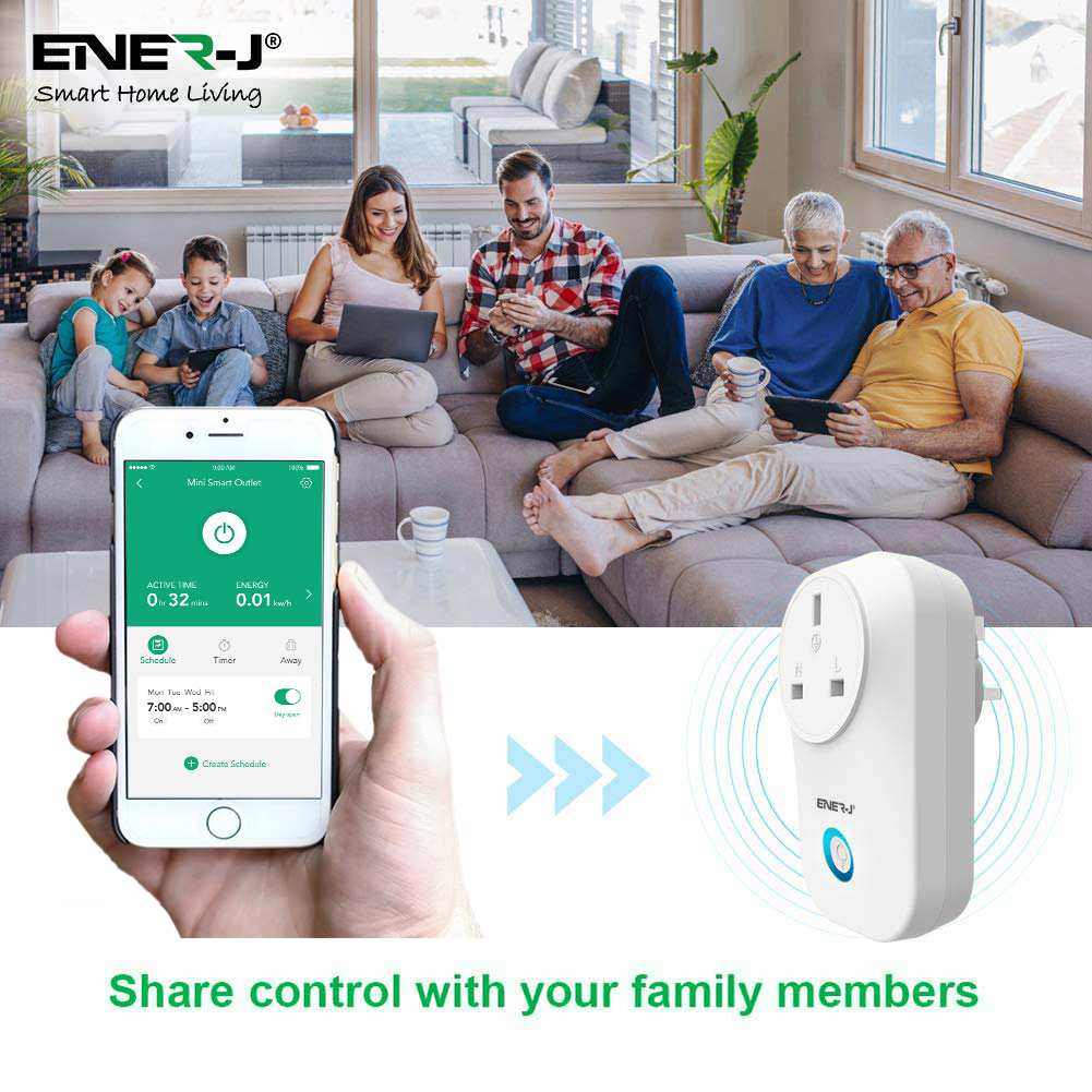 Wi-Fi Smart Plug with Energy Monitor, UK Plug (max 1600W)
