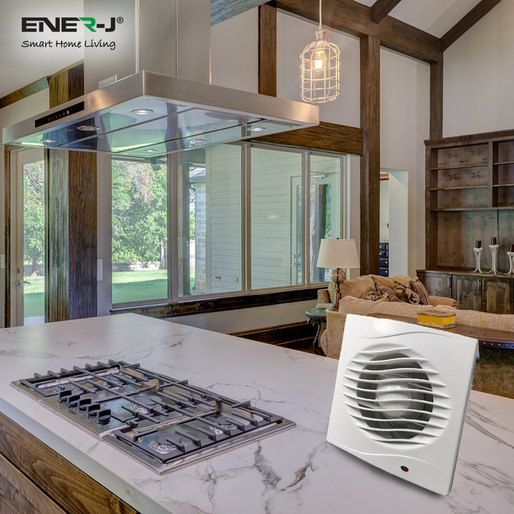12W Wall/Window Kitchen Bathroom Axial Fan with Pull Cord, 130m3h, IPX4