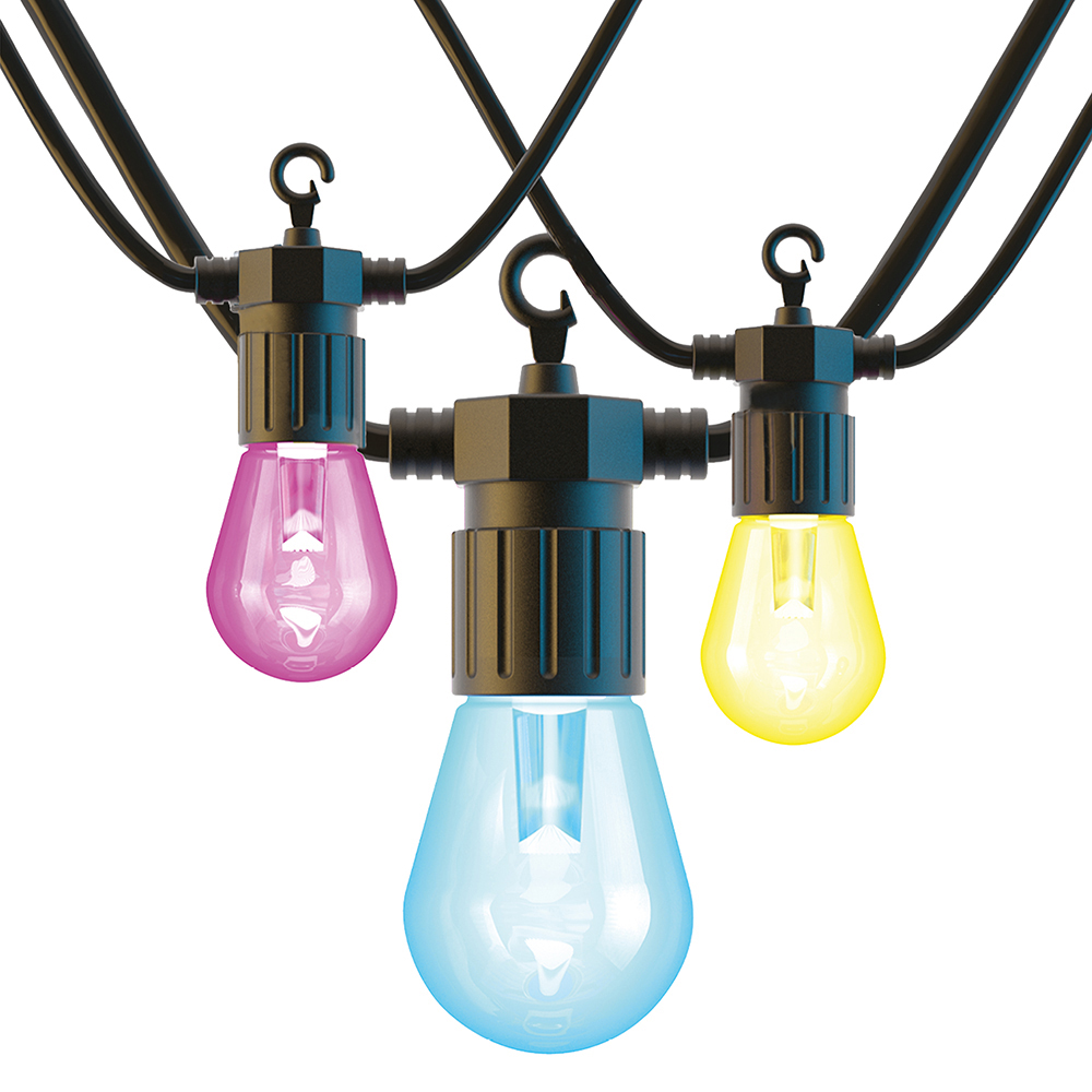 Wi-Fi LED String Light with RGB+WW Filament Bulbs, 7.2M and 12pcs Filament Bulbs with Adapter &amp; UK fused Plug