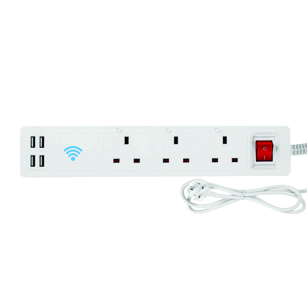 13A SMART Wi-Fi Power Strips with 3 Sockets+ 2 USB+ 1 Type-c