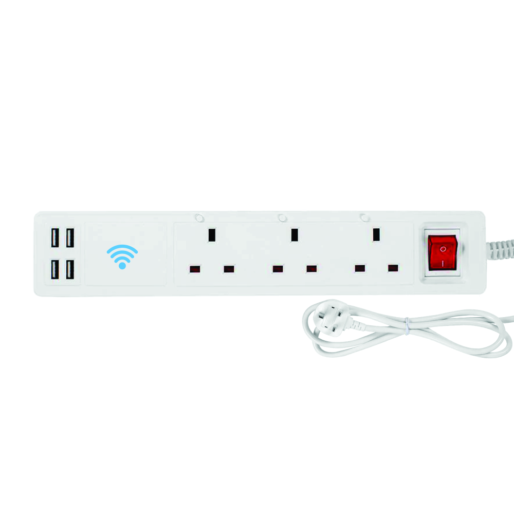 13A SMART Wi-Fi Power Strips with 3 Sockets &amp; 4 USB
