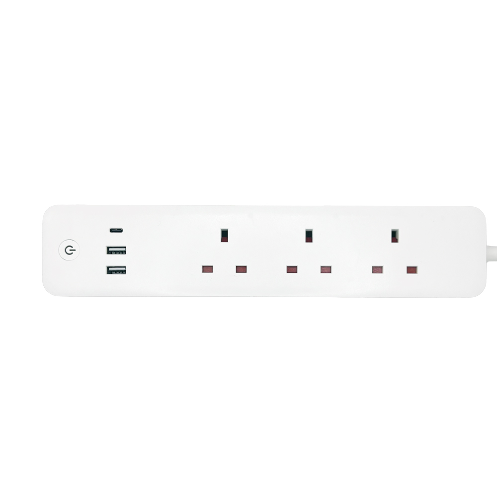 13A SMART Wi-Fi Power Strips with 3 Sockets+ 2 USB+ 1 Type-C
