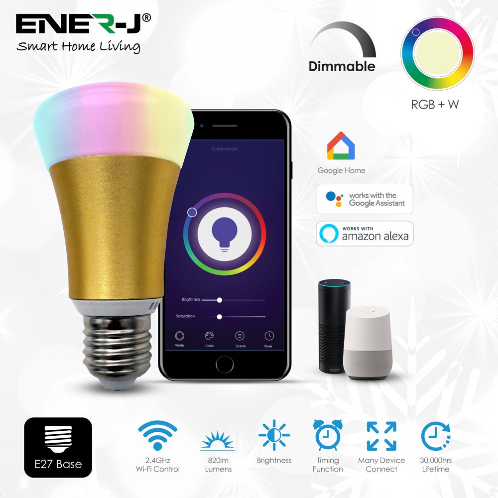 Smart Wi-Fi GLS LED Lamp E27, 7W, RGB+W, Dimmable