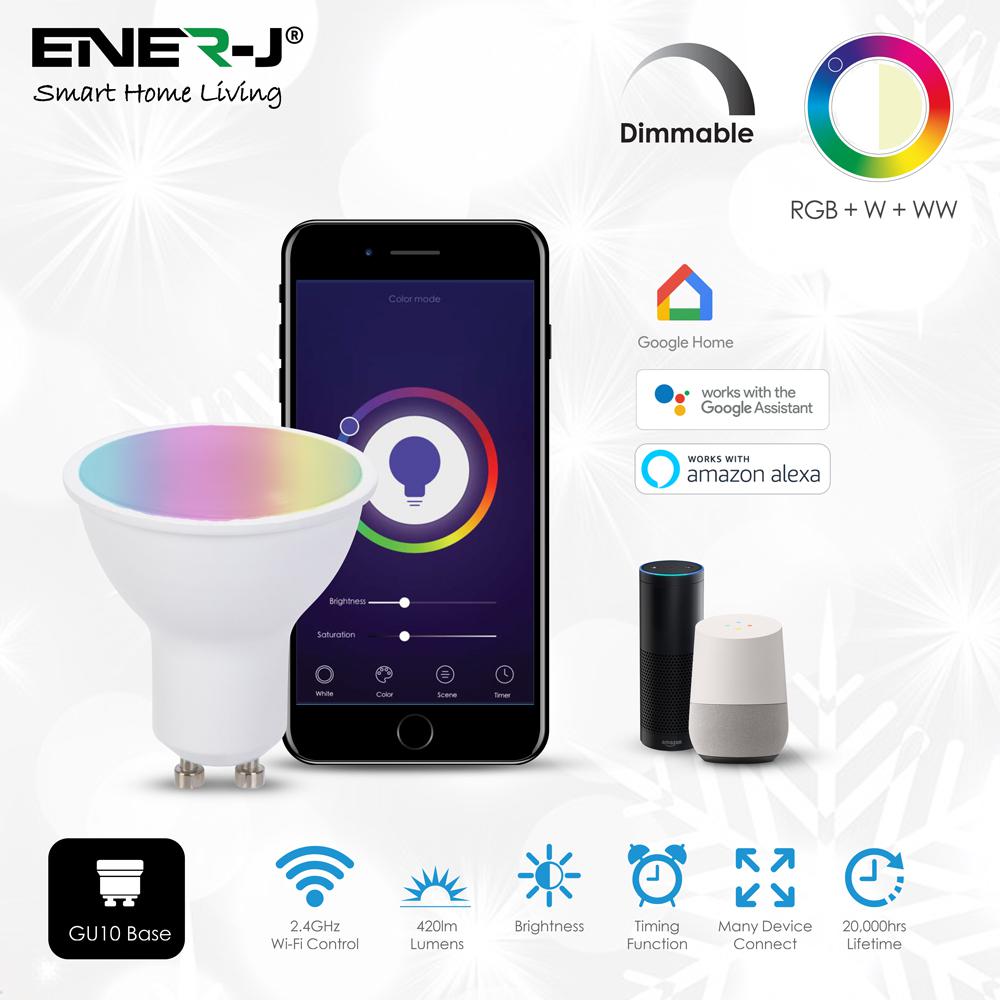 Smart Wi-Fi GU10 LED Lamp 5W, RGB+W+WW, Dimmable