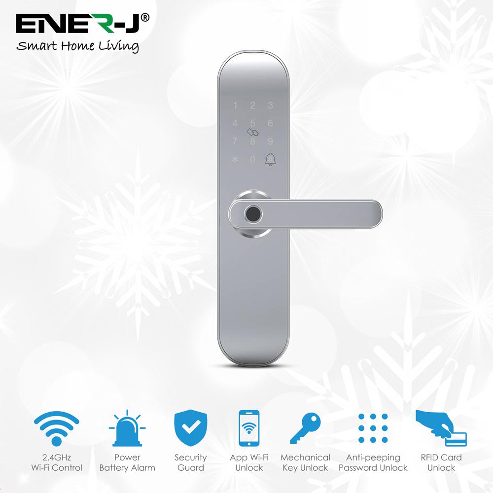 Smart WiFi Door Lock (includes 3 RFID card + 3 Mechanical Keys), Silver Body Right Handle