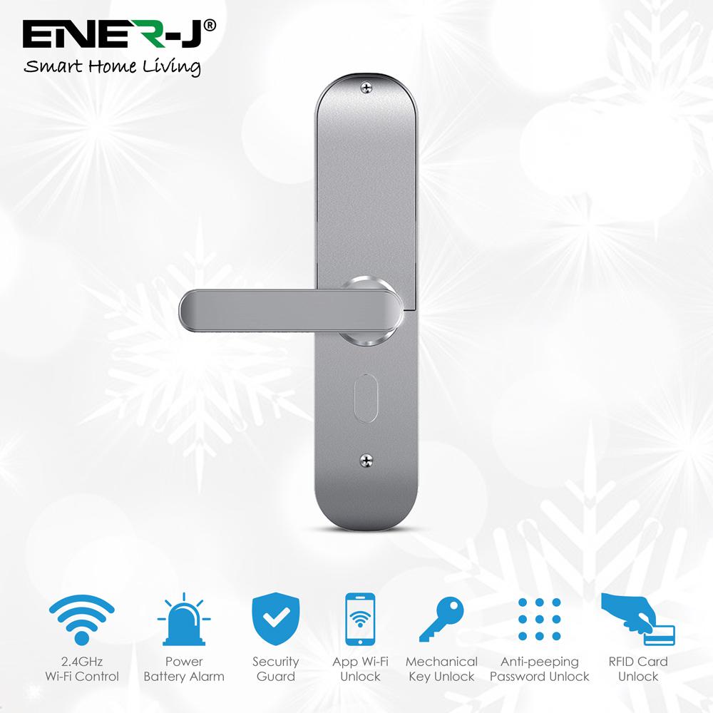 Smart WiFi Door Lock (includes 3 RFID card + 3 Mechanical Keys), Silver Body Left Handle