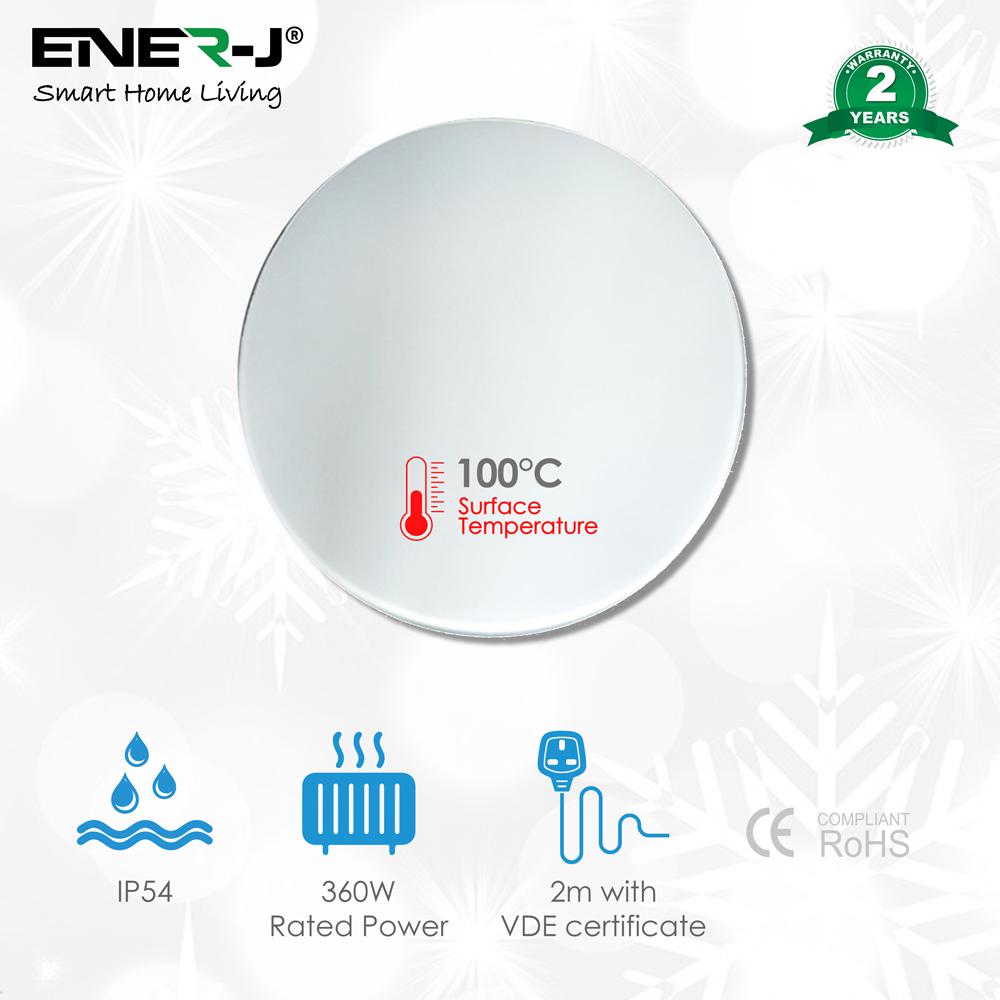 Infrared Mirror heater-Round 850mm dia, 360W (Tempered safety mirror)