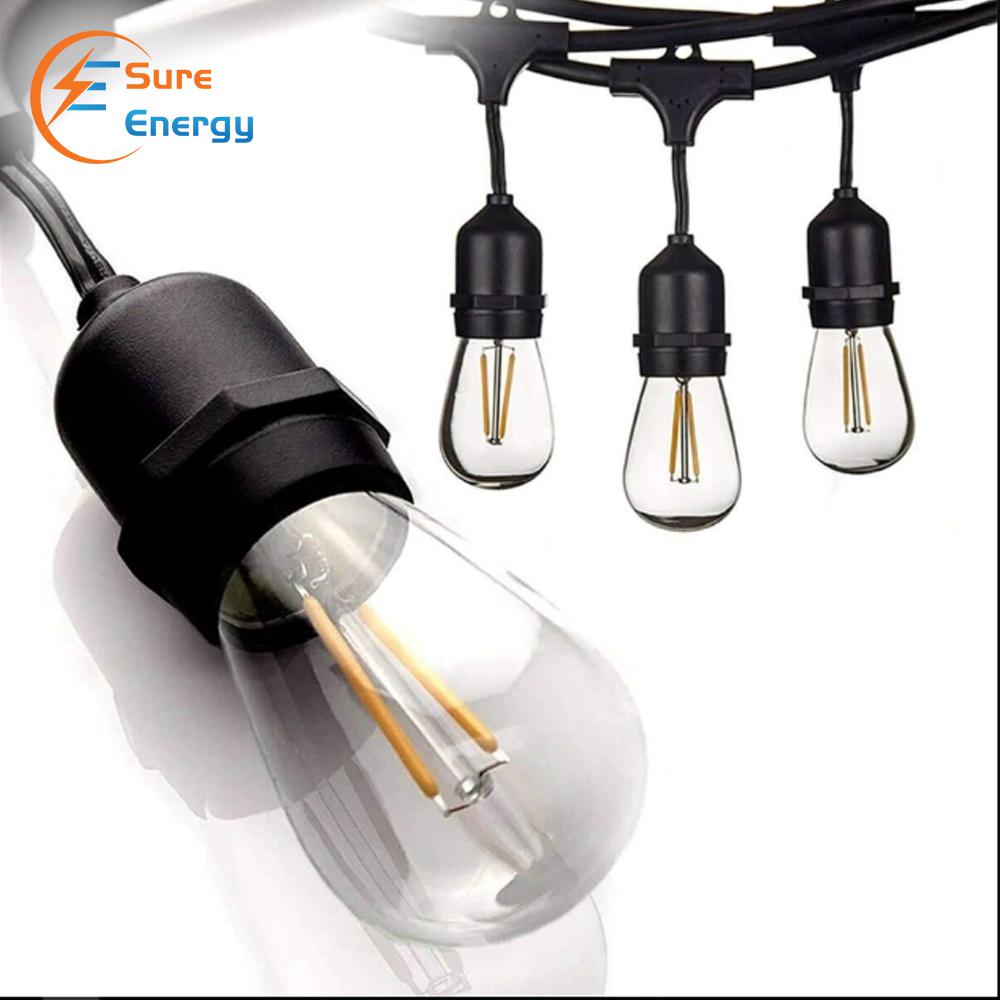 14.6m LED Filament Bulb String Light Kit with 15 pcs E27 Filament Bulbs &amp; UK Plug, 3000K