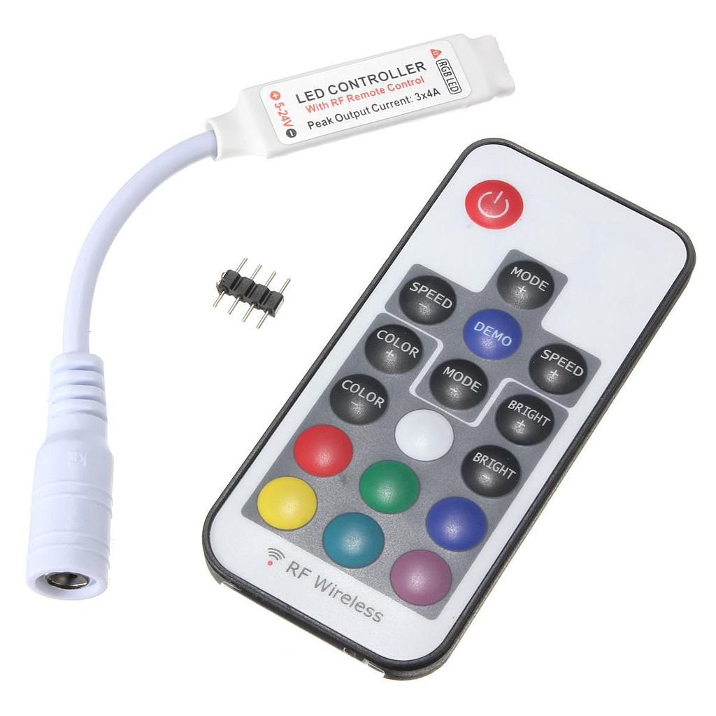 RF Mini Controller with 17 Key Remote for RGB Strips