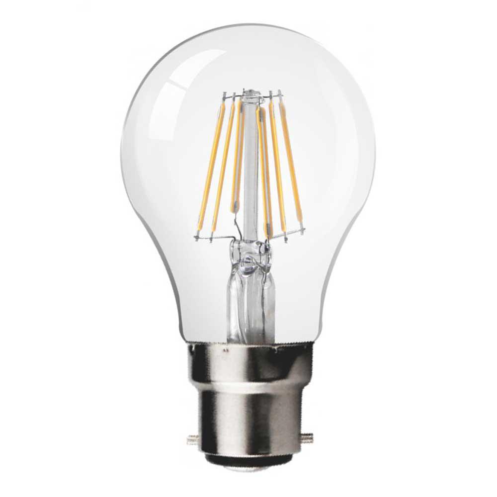 A60 6W LED Filament Bulbs, Lumens: 600, Beam Angle 300°, Filament, B22 base, 2700K