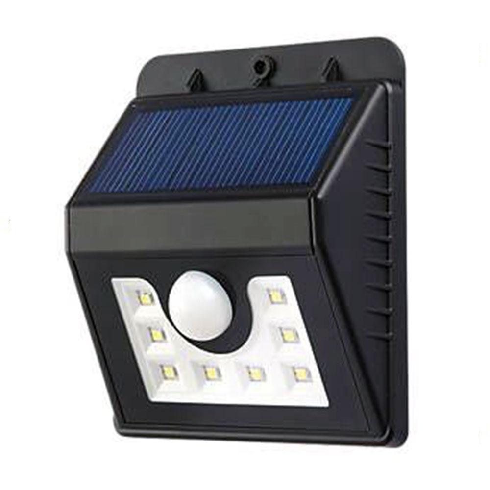 SOLAR WALL LIGHT WITH PIR, 30 PCS 2835 LED, 1.6W 200 LUMENS, BLACK HOUSING, IP65, 6500K