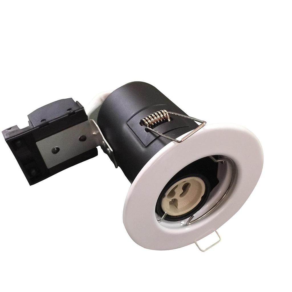 Fire Rated Downlight GU10 Fitting, Black Housing with White Ring