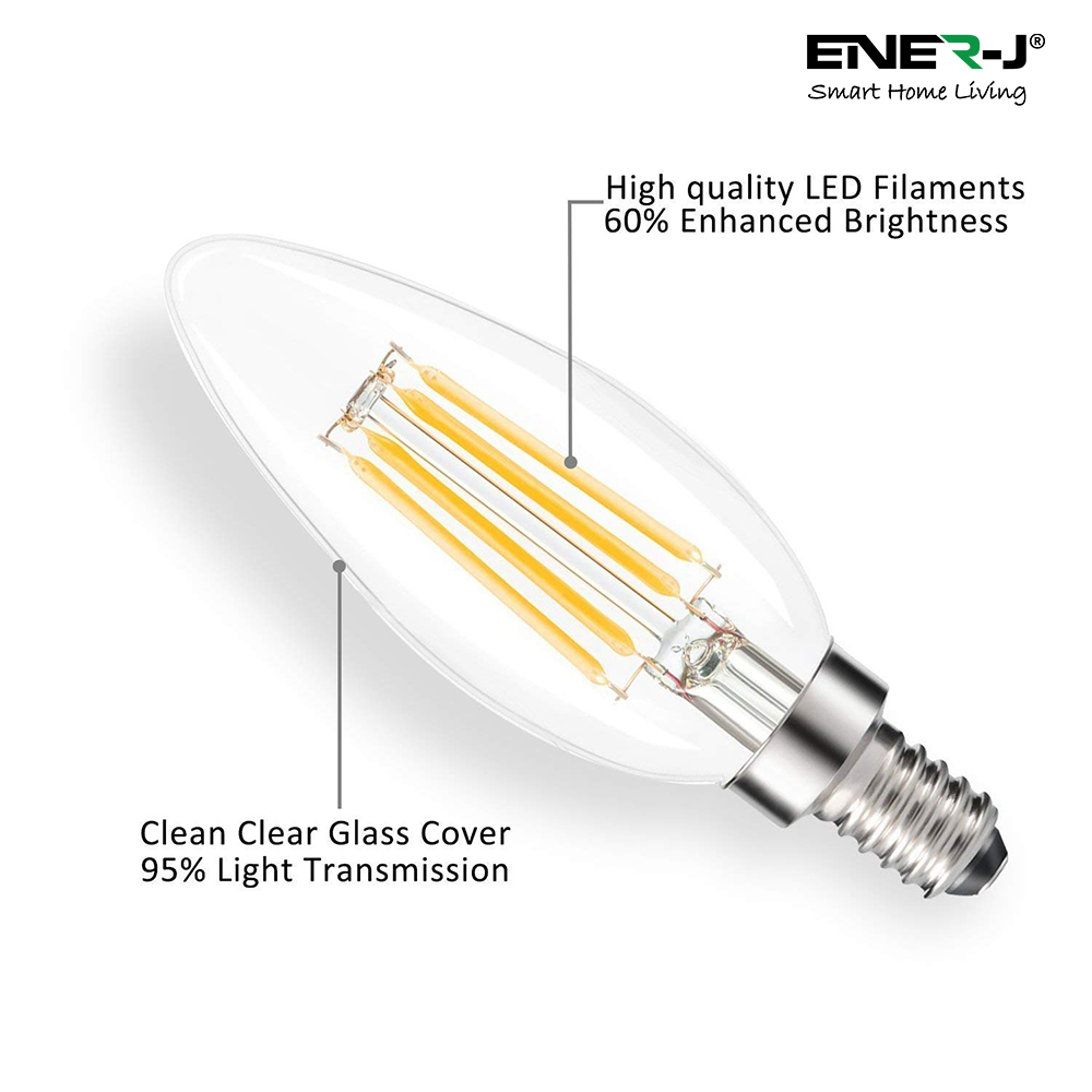 4W LED Candle Filament, E14 Base, 400 Lumens, 3000K (pack of 10 units)