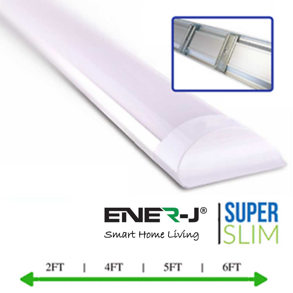 36W Prismatic LED Tube Batten complete fitting 1.2m, 3000 lumens, 3000K (pack of 2 units)