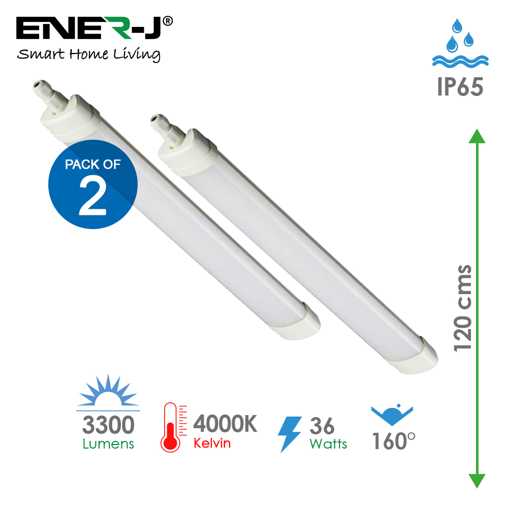 LED Triproof Batten IP65 36W 120cms 4000K (pack of 2 units)