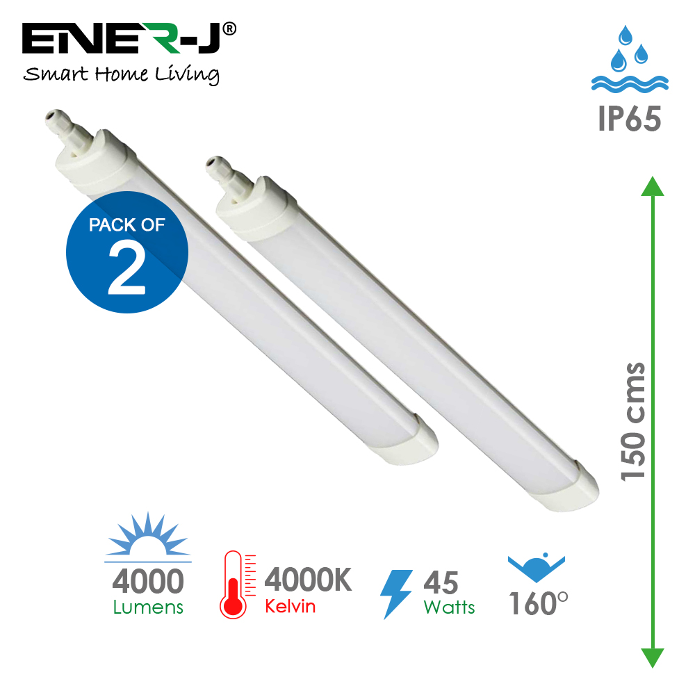 LED Triproof Batten IP65 45W 150cms 4000K (pack of 2 units)