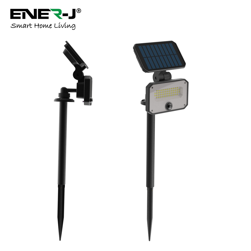 8W PIR Solar Floodlight &amp; Remote with Polycrystalline Solar Panel 5.5V/1W, 3.7V/2400mAh, 6500K