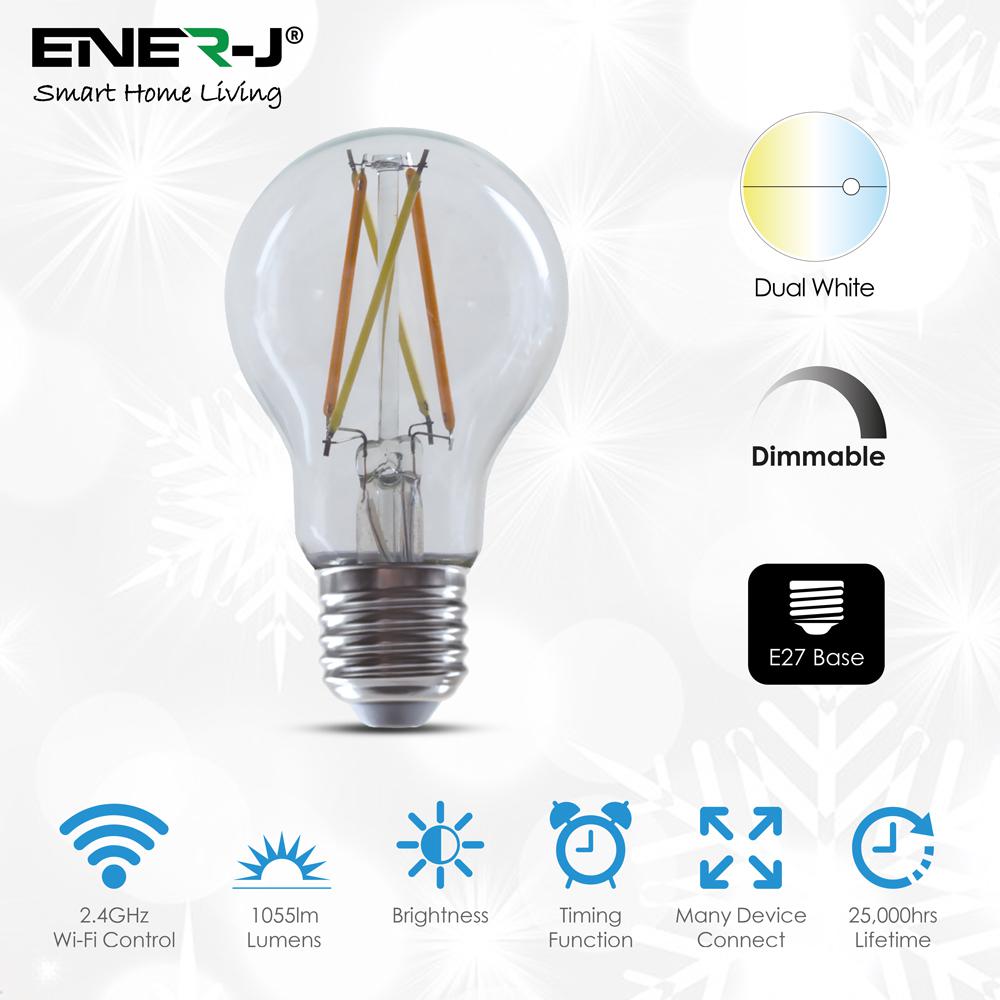 8.5W Smart Wi-Fi Filament bulb, CCT Changeable &amp; Dimming, 806 lumens, E27 Base