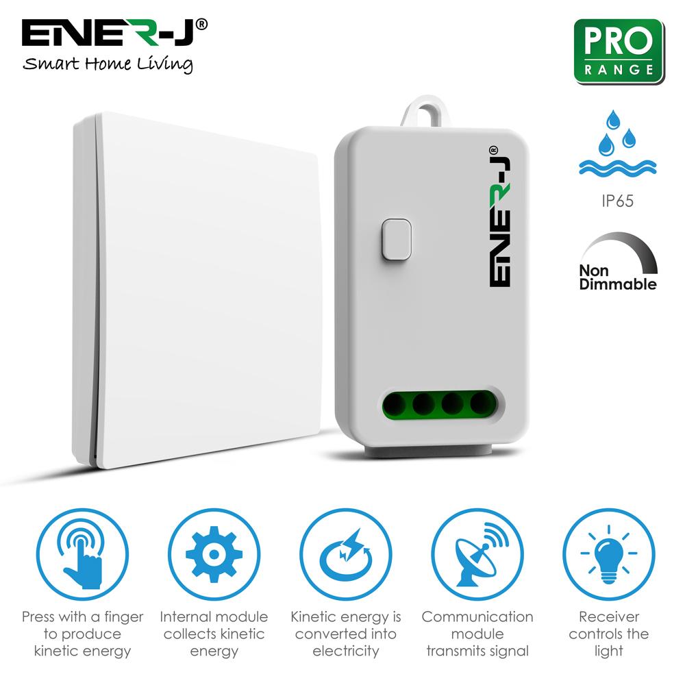 1 Gang Wireless Kinetic Switch + 500W Non-Dimmable RF+WiFi Receiver Bundle Pack  (Eco Range)