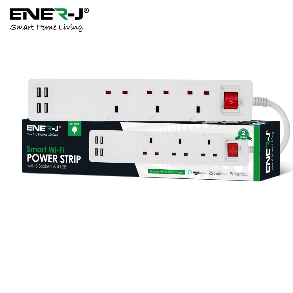 13A SMART Wi-Fi Power Strips with 3 Sockets &amp; 4 USB