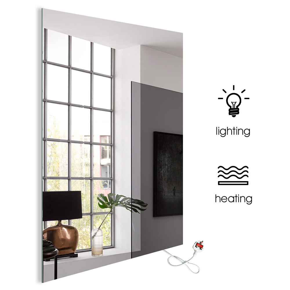 Wall Mirror Heater with LED Light, 580W (heating), 1000*600*12mm, 50W LED light, UK plug,240V