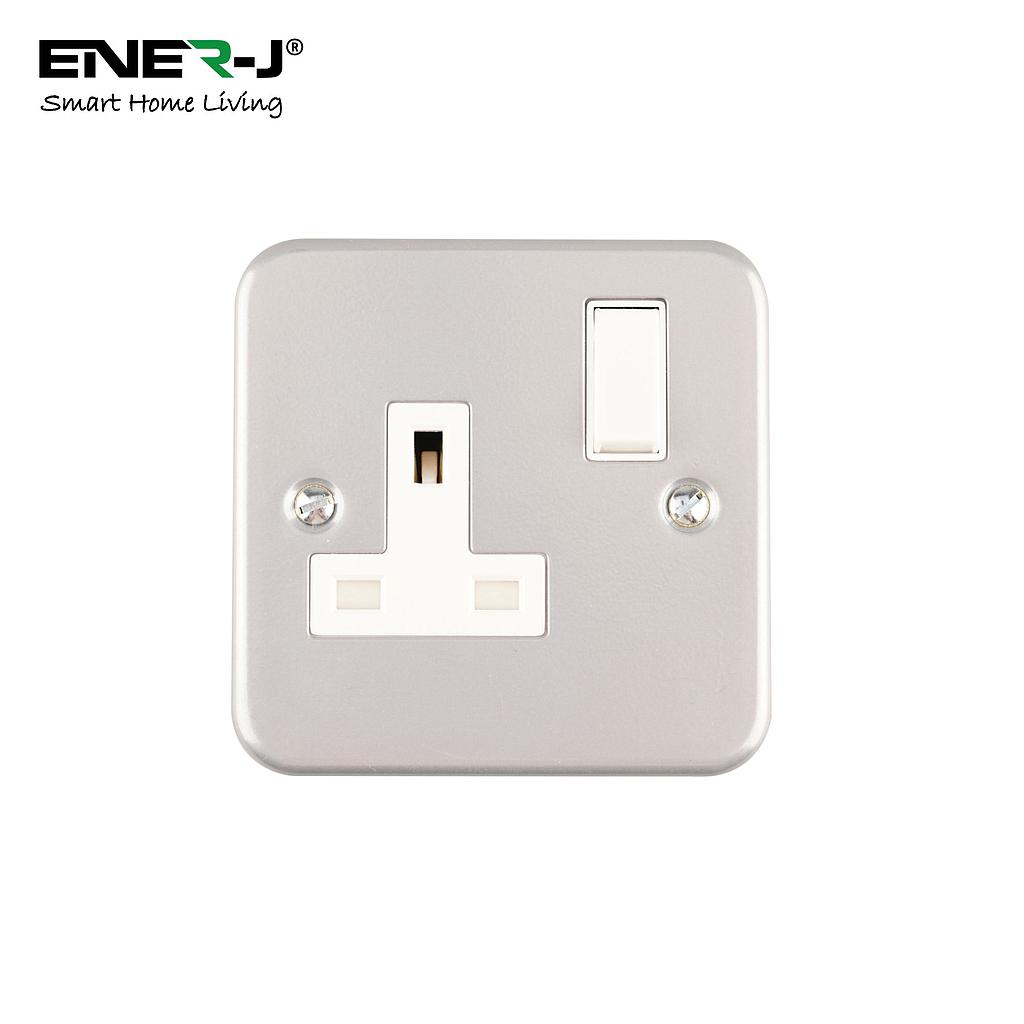 13A Metal Clad Single Wall Socket with switch