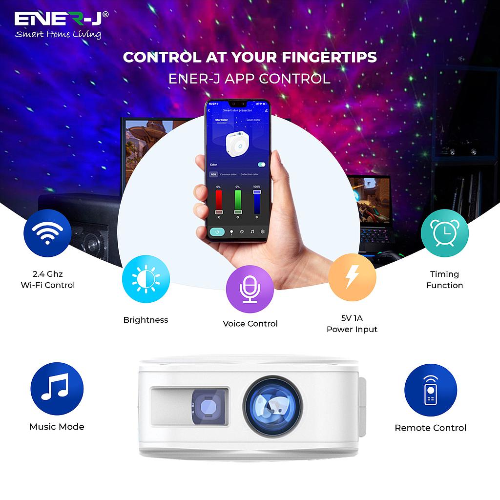 WiFi + BLE Smart Star Projector with music sync function