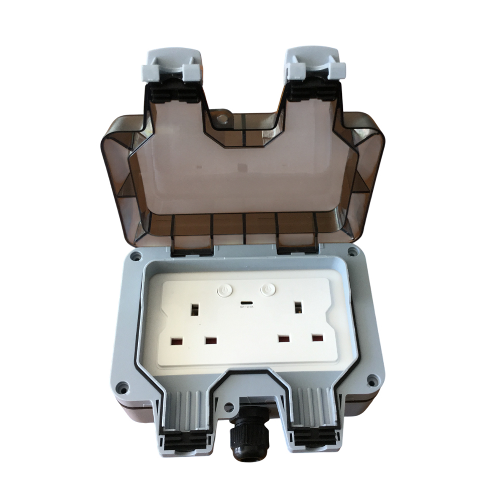 Smart Wi-Fi Weatherproof 13A Twin Wall Sockets with 1 USB Ports (IP55)