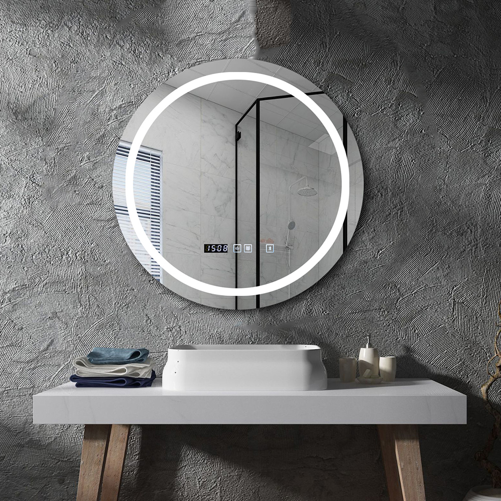 LED Mirror with Bluetooth Speaker, Round, Size: 70cms